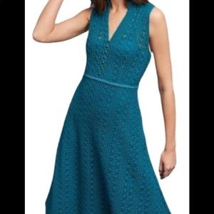 Anthropologie Meadow Rue Evelyn Crochet Dress turquoise dress